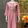 Light Lavender Kurtis with Floral Embroidery work