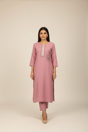 Light Lavender Kurtis with Floral Embroidered Rayon Short Kurti