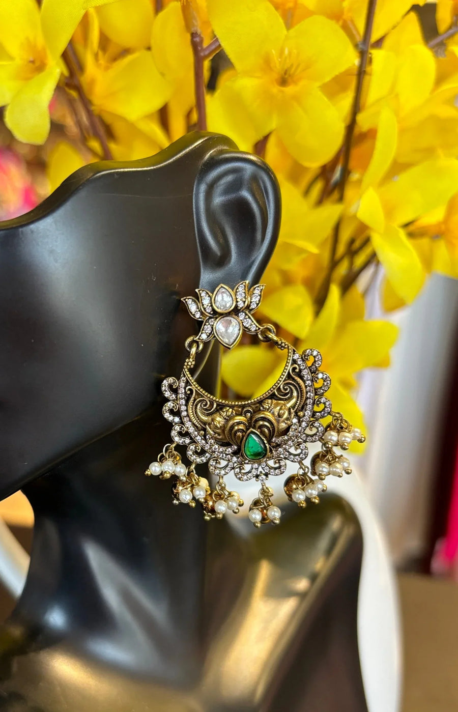 Chandani Earrings - Victorian Earrings with CZ stone work in Victorian Finish