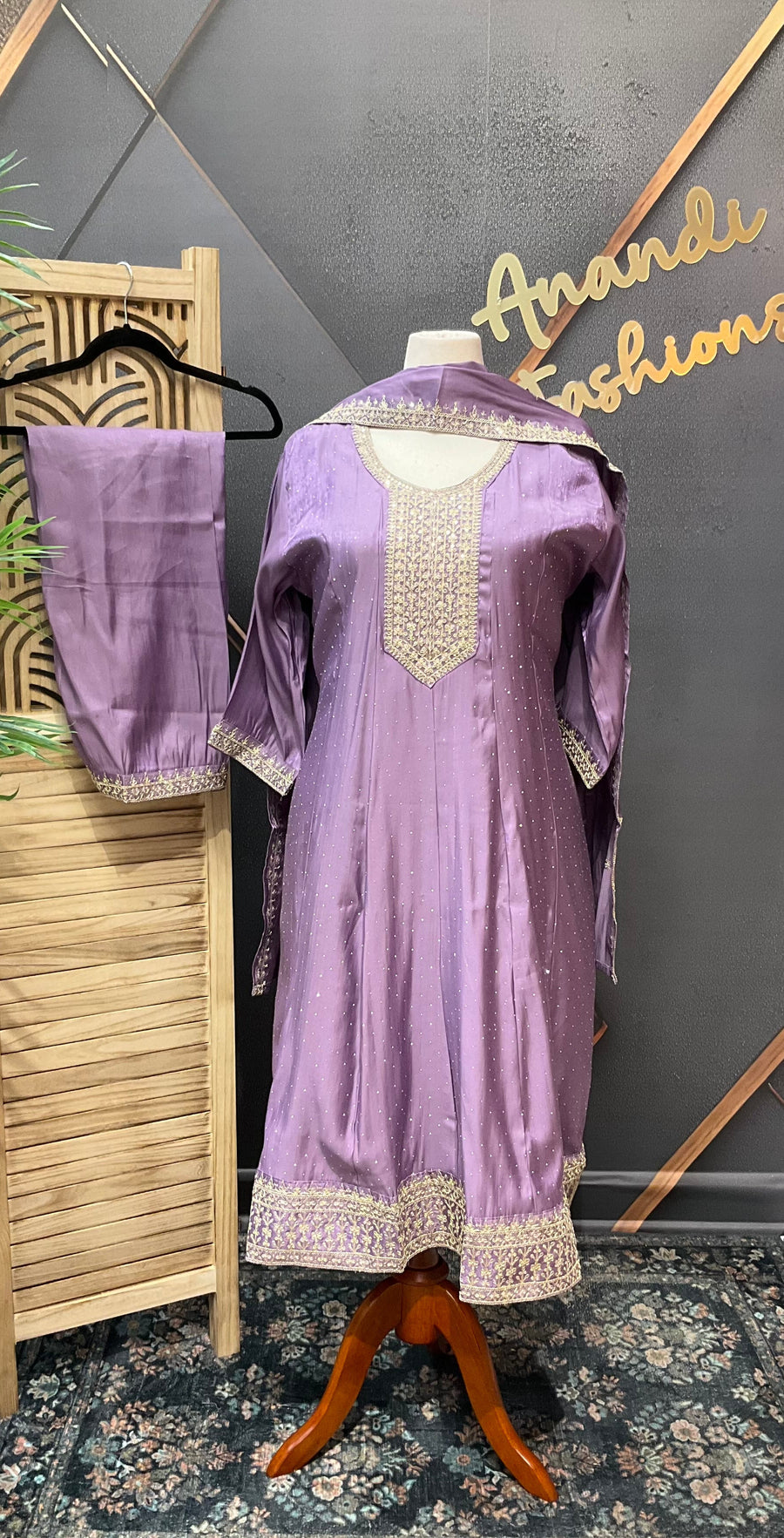 Plus size Party Wear Purple Anarkali Kurti set