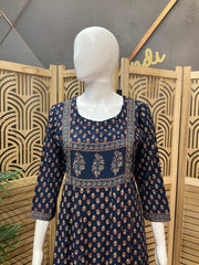 Pure Cotton Blue Long Kurti