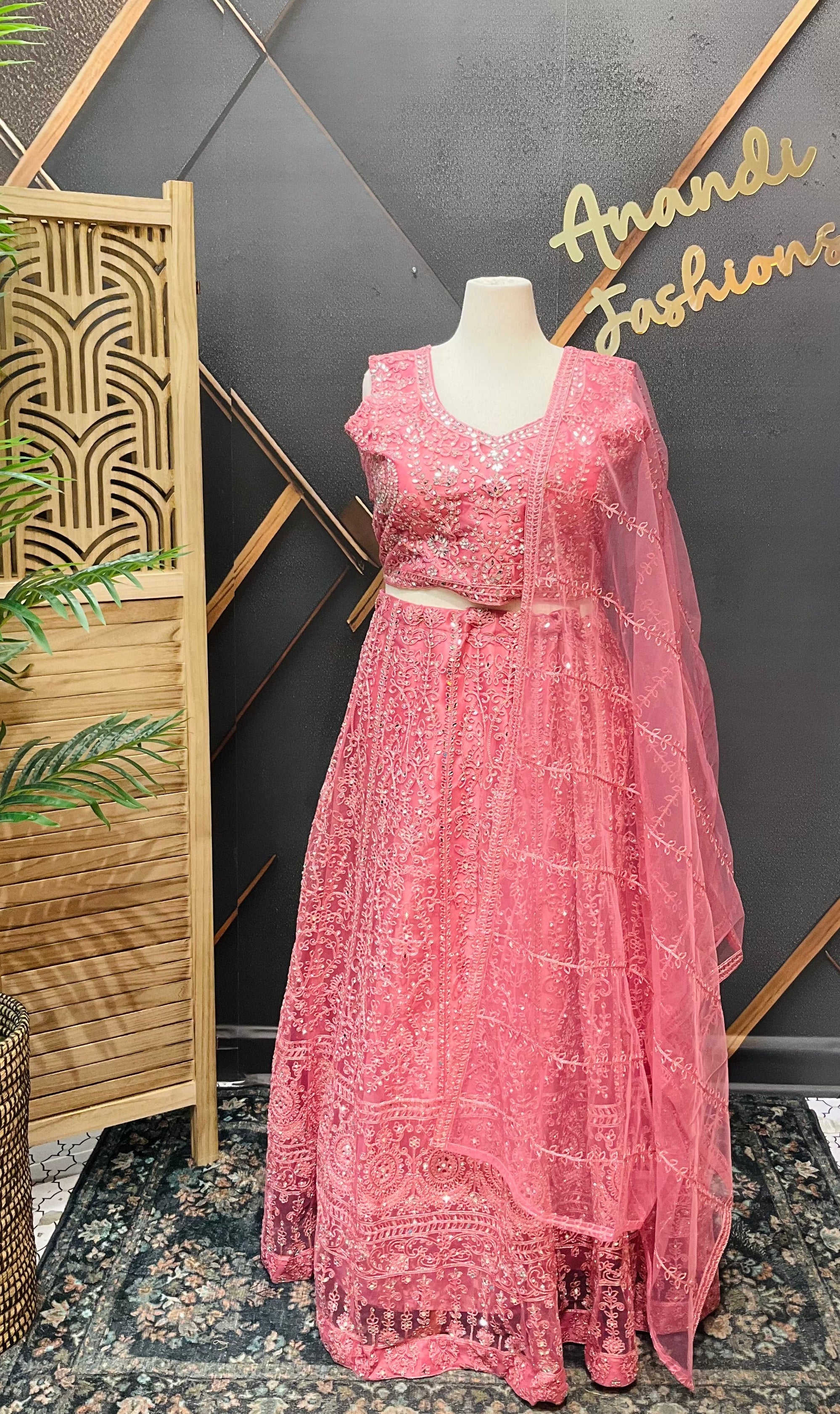 Pink Plus Size Party Wear Lehanga set