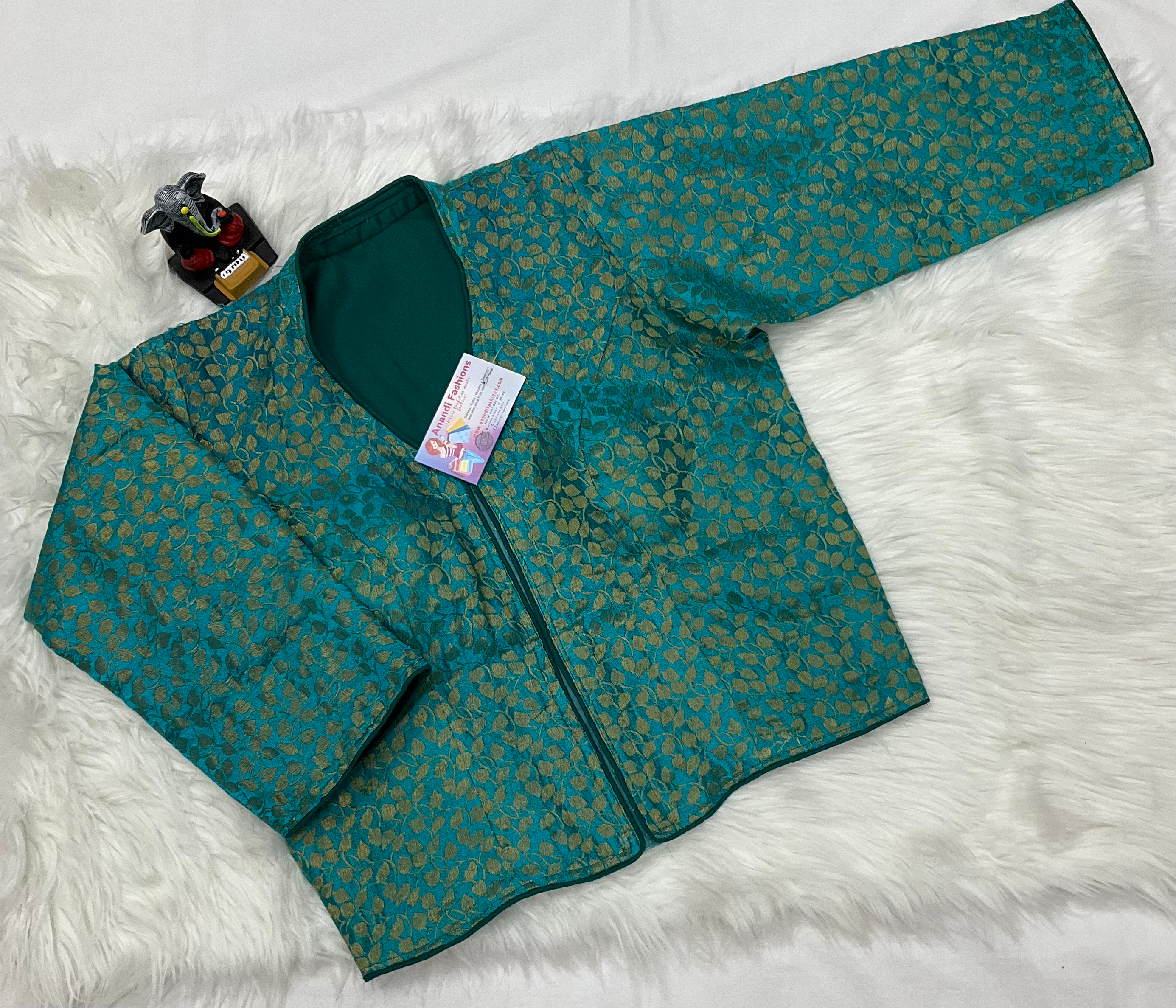 Long Sleeve Blouse - Gorgeous Saree and Skirt Brocade Blouse with Pattern image 2