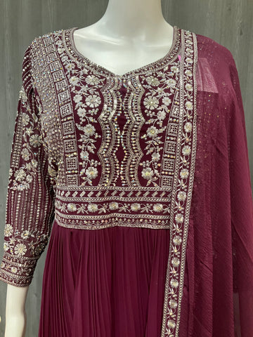 Georgette Party Wear Long Dress - Elegant Ethnic Gown