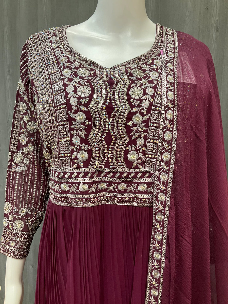 Georgette Party Wear Long Dress - Elegant Ethnic Gown