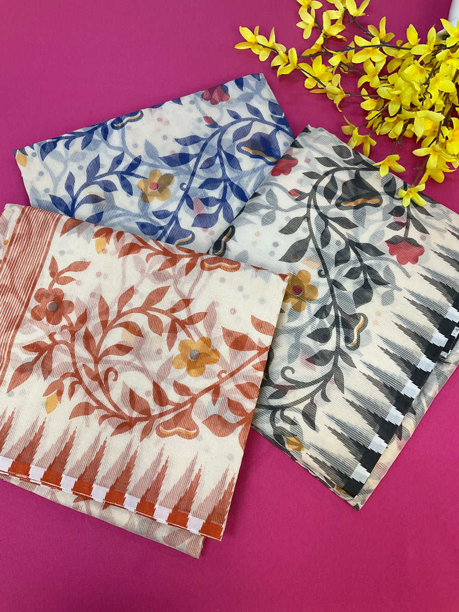 Super Net/ Cotton Printed Sarees