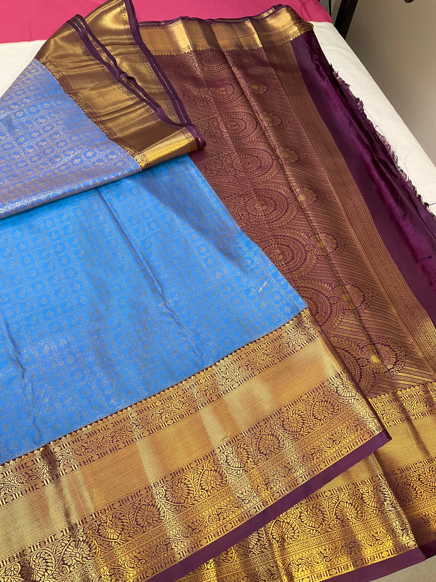 Blue Semi Silk Kanjeevaram Saree