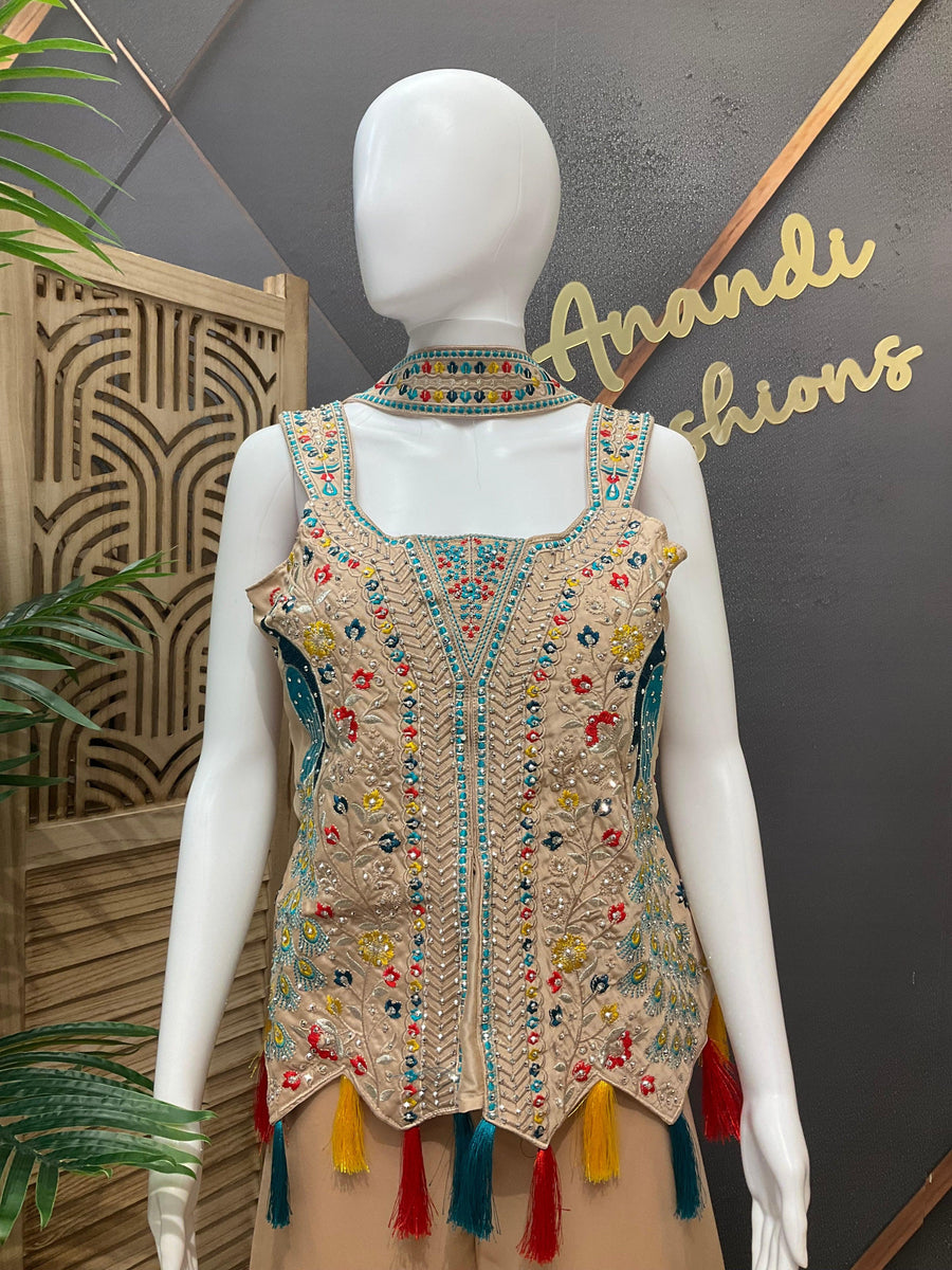 Peacock Design Satin Silk Palazzo Set