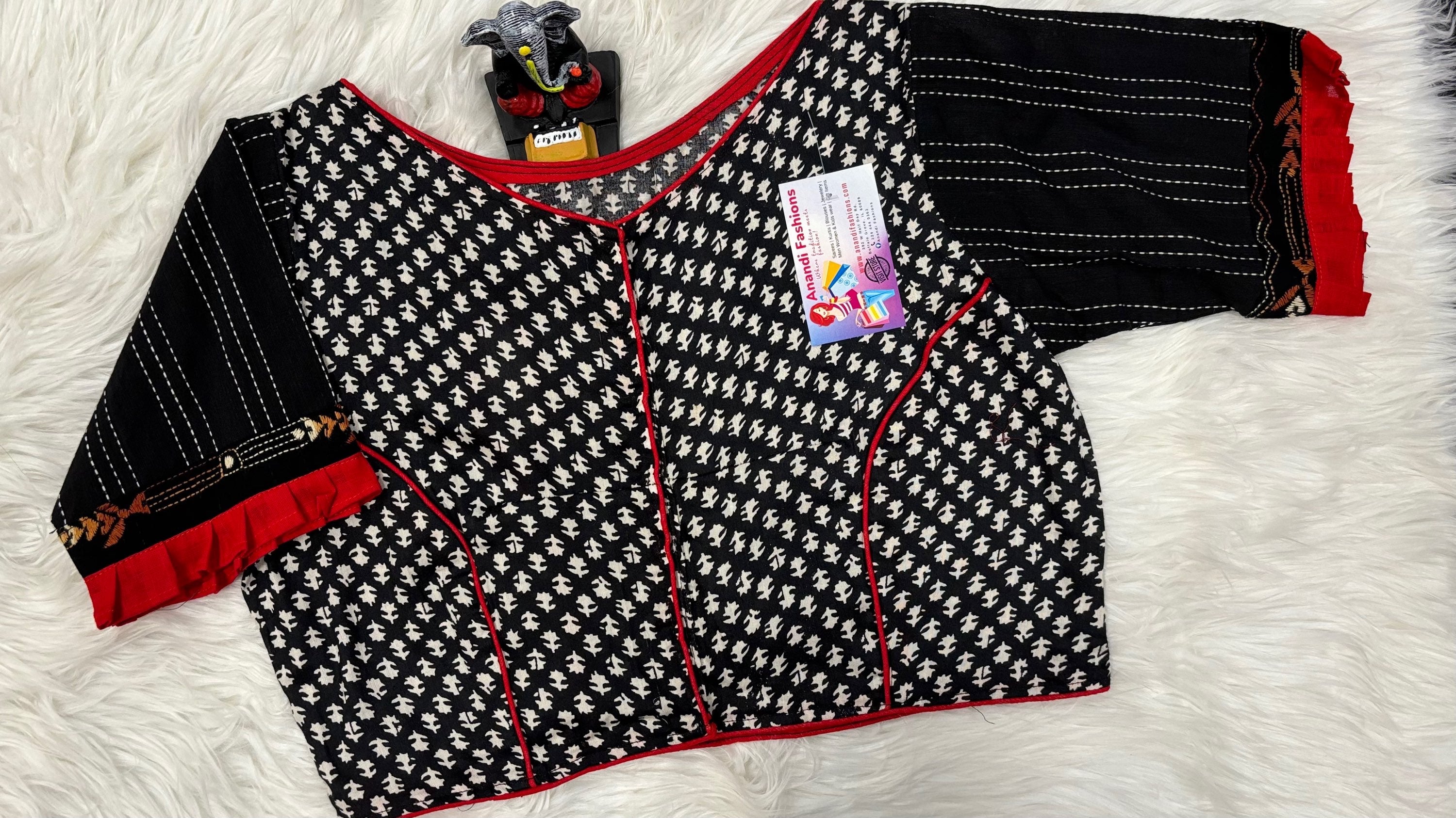 Black Pure Cotton Front opening Blouse- Size 40 image 0