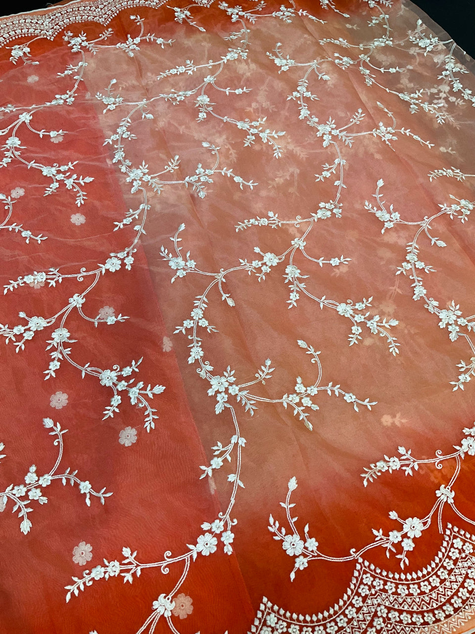 Organza saree with thread embroidery  image 4