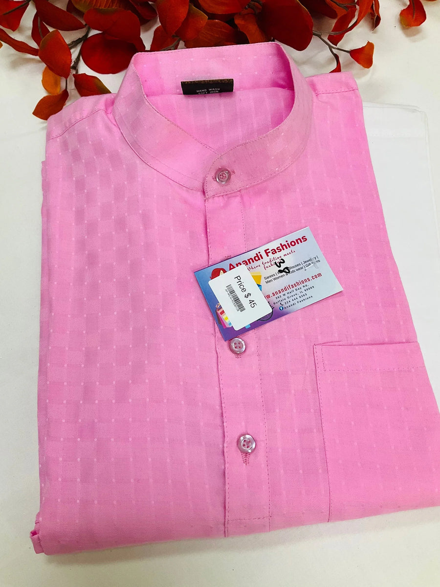 Pink Kurta for Men - Men's Indian Outfit for Casual Wear