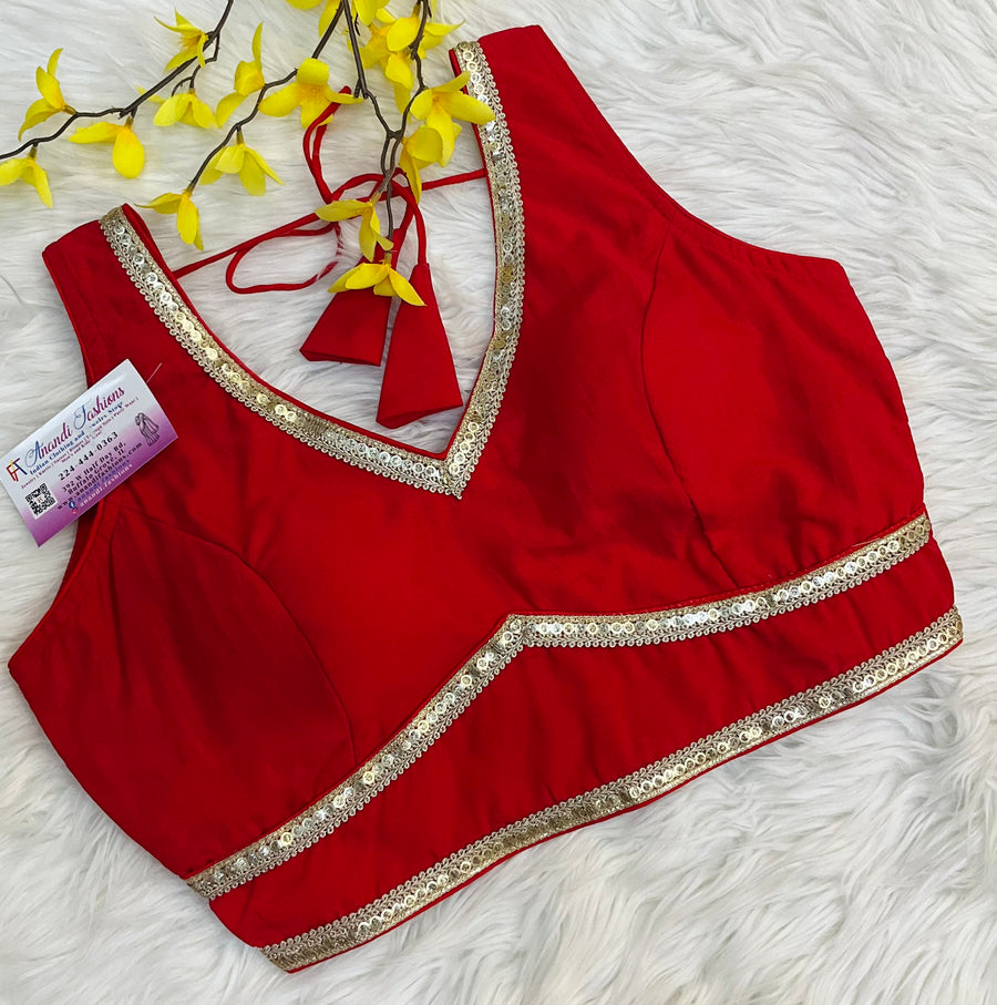 Plain Blouses with Gold Border- Size 38