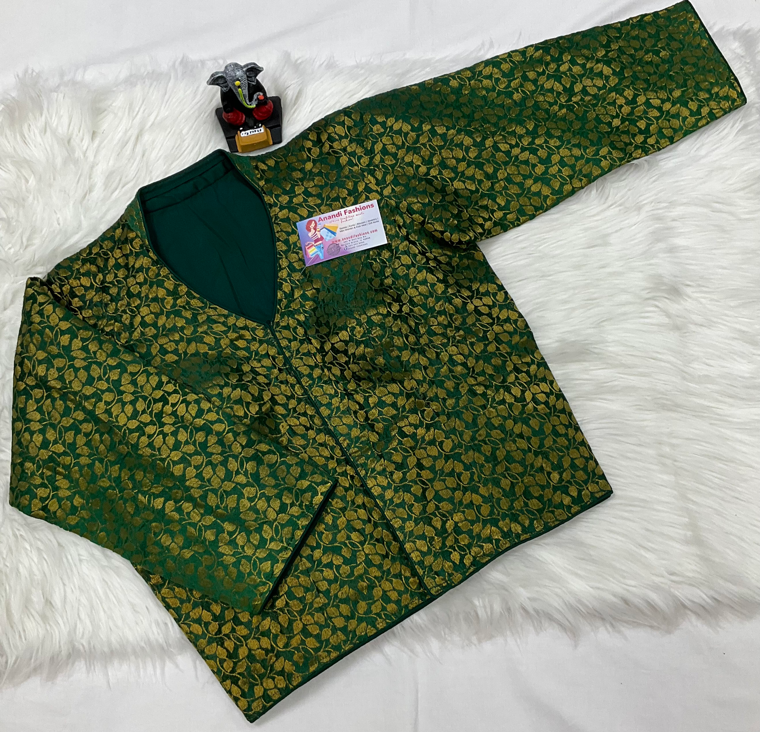 Long Sleeve Blouse - Gorgeous Saree and Skirt Brocade Blouse with Pattern image 0