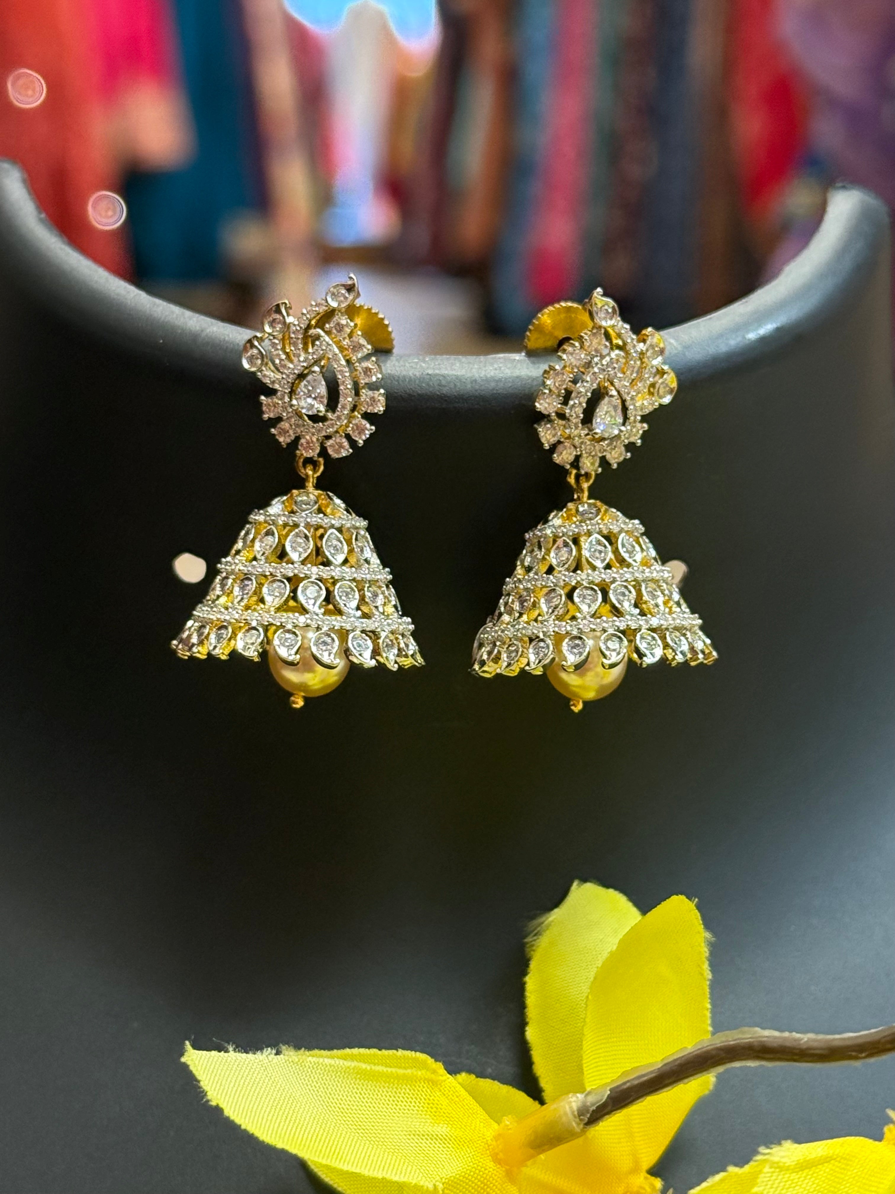 Party Wear CZ Jhumkas