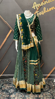 Designer Garba Green Georgette Lehenga set