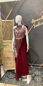 Ready to Wear Maroon Saree