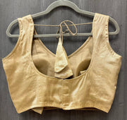 Back Opening Shiny Gold Blouse Size 38 (Fits up to 40) - Party Wear