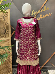 Wine Party Wear Sharara set