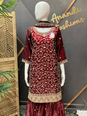 Maroon Party Wear sharara set