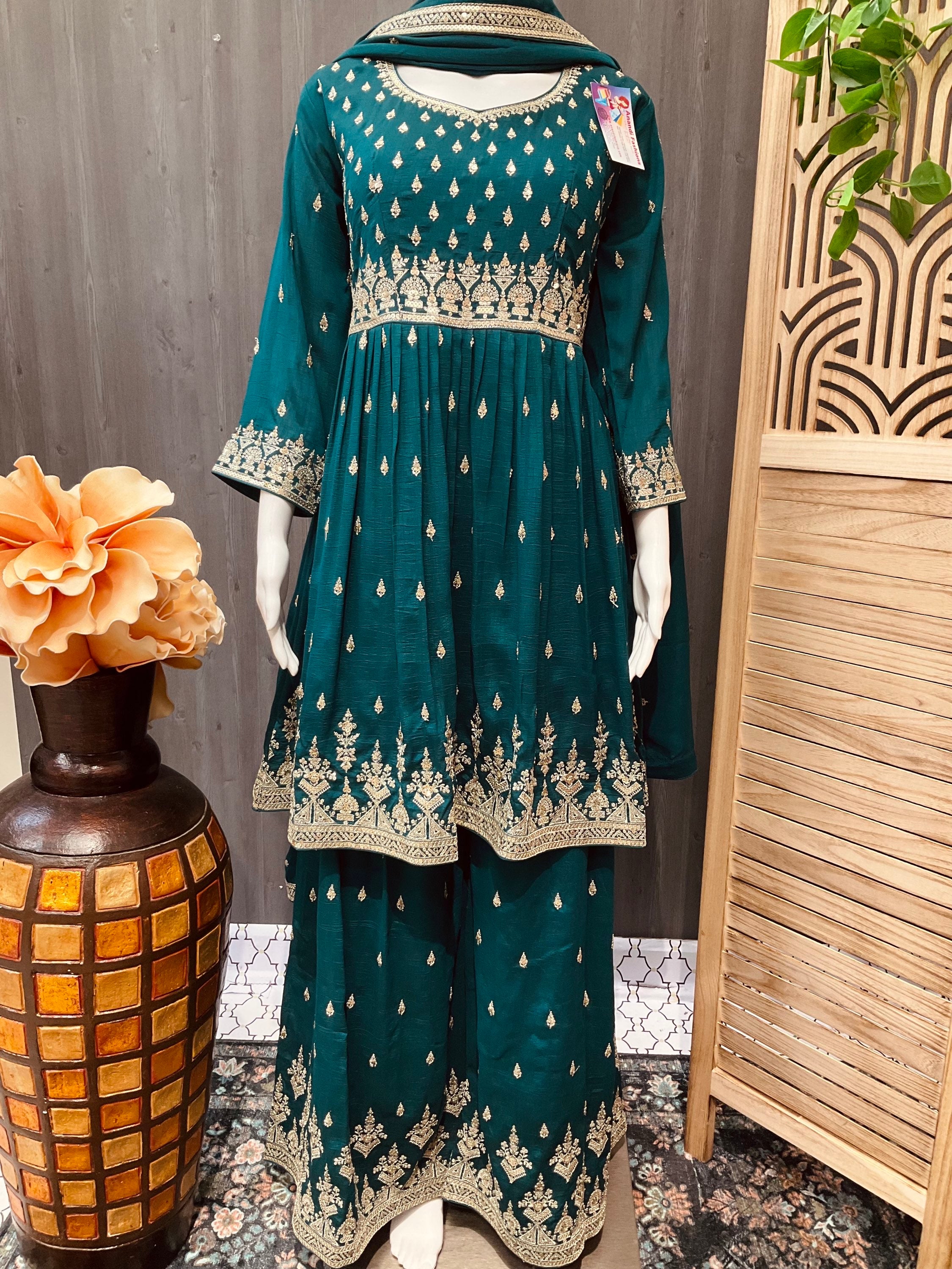 Rama Green - Designer Sharara Suit- Size 42/US M image 2