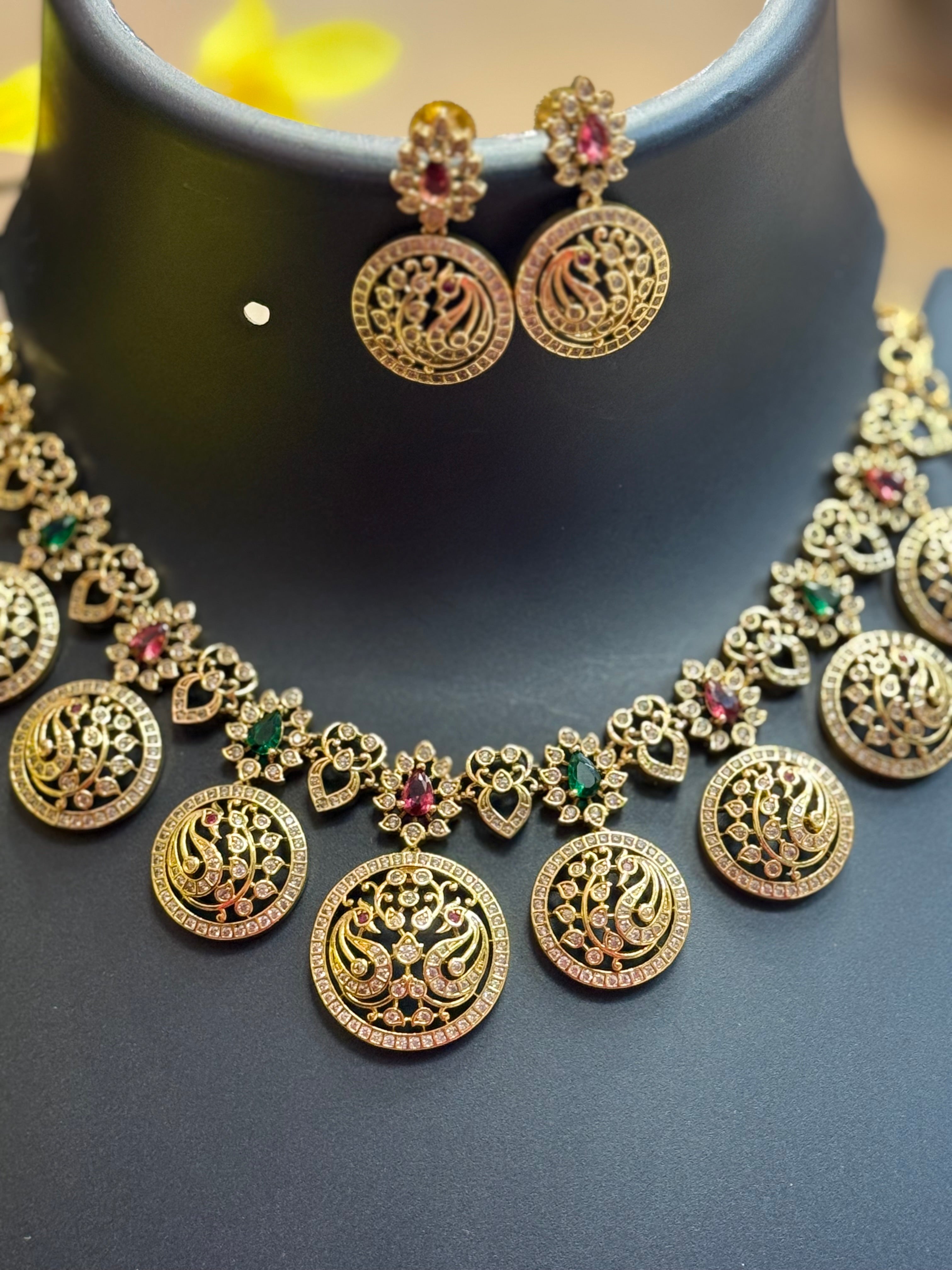 Gold Finish Necklace set- Bottu Mala