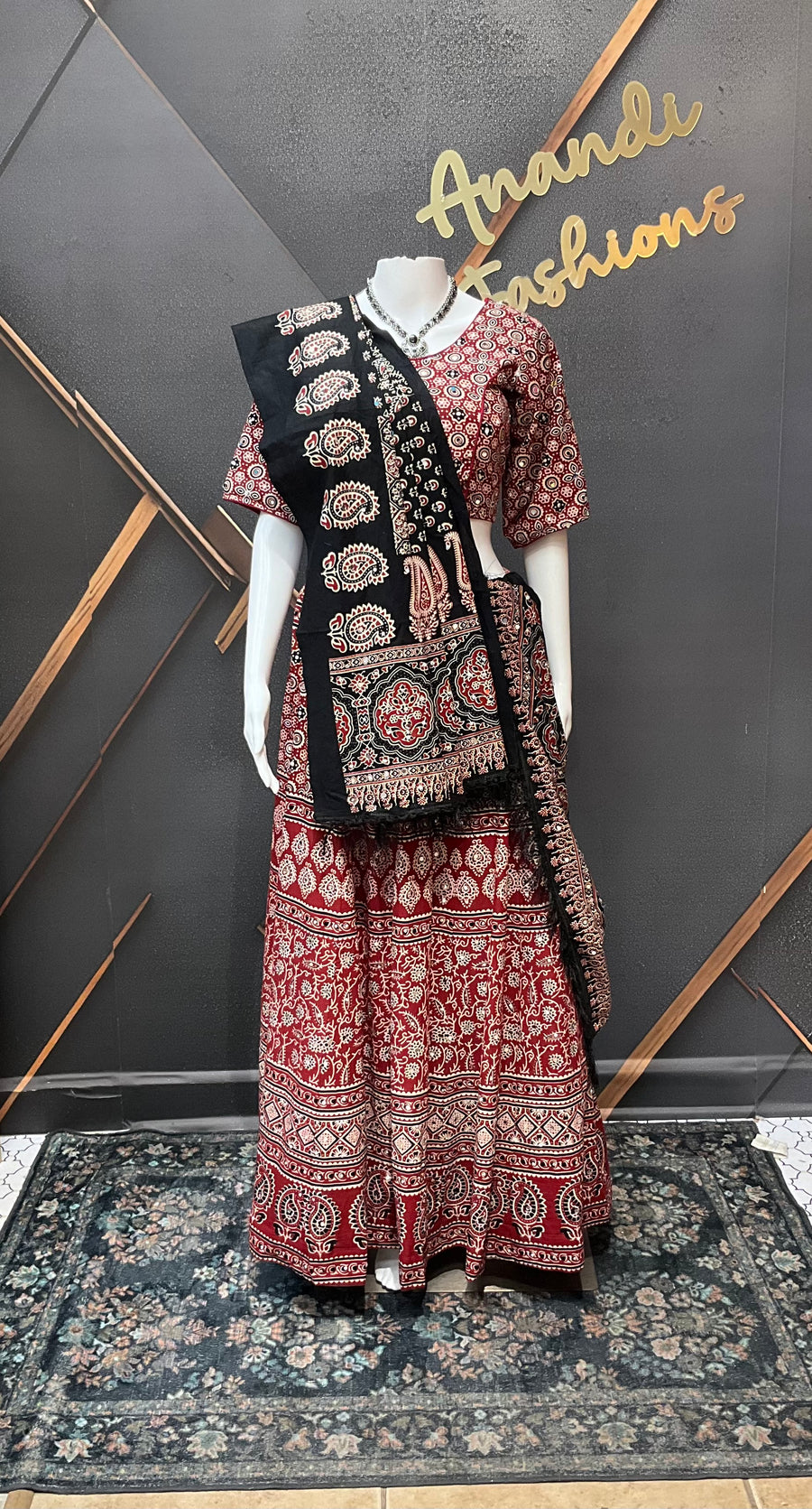 Garba Pure Cotton Ajrakh Print Chaniya Choli