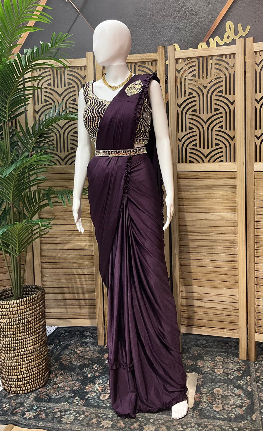 Dark Purple Ready to Wear saree