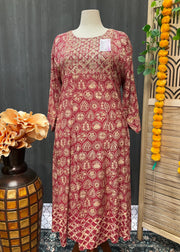 Plus Size Anarkali Rayon Kurti - 48 Inch Length