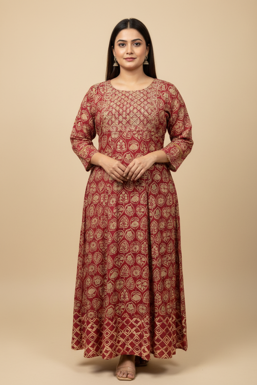 Plus Size Anarkali Rayon Kurti - 48 Inch Length