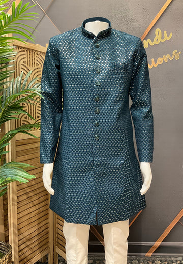 Teal Blue - Party Wear Men’s sherwani Set