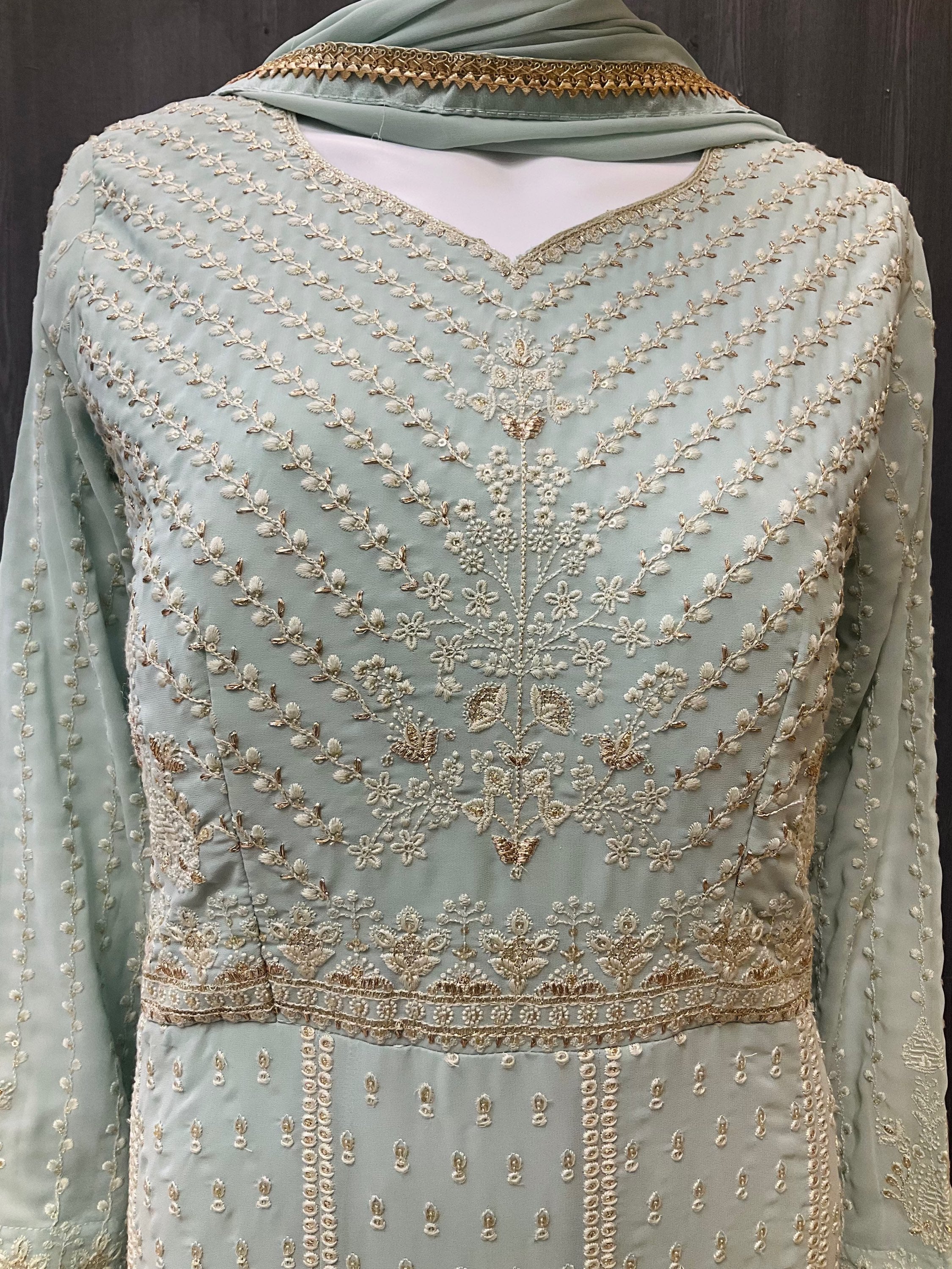 Designer wear dress with floor length and long sleeves image 3