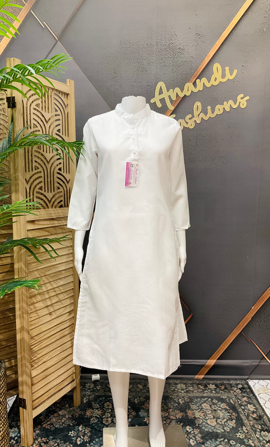 Pure Cotton White Kurti Short Kurti - Women - Short Kurti - Anandi Fashions