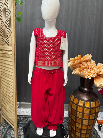 Pink - Girls Dress- Afghani model bottom and stylish top Size 24