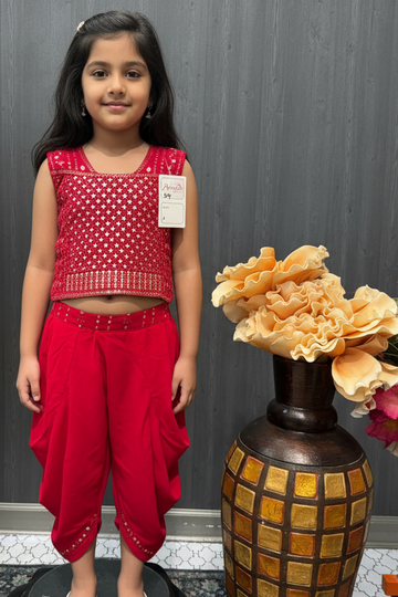 Pink - Girls Dress- Afghani model bottom and stylish top Girls 24