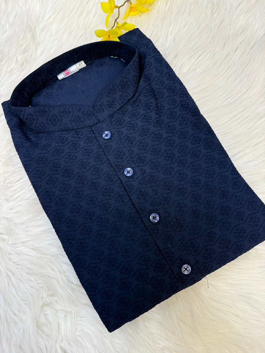 Navy Blue Men’s Wear Kurta Pajama Set