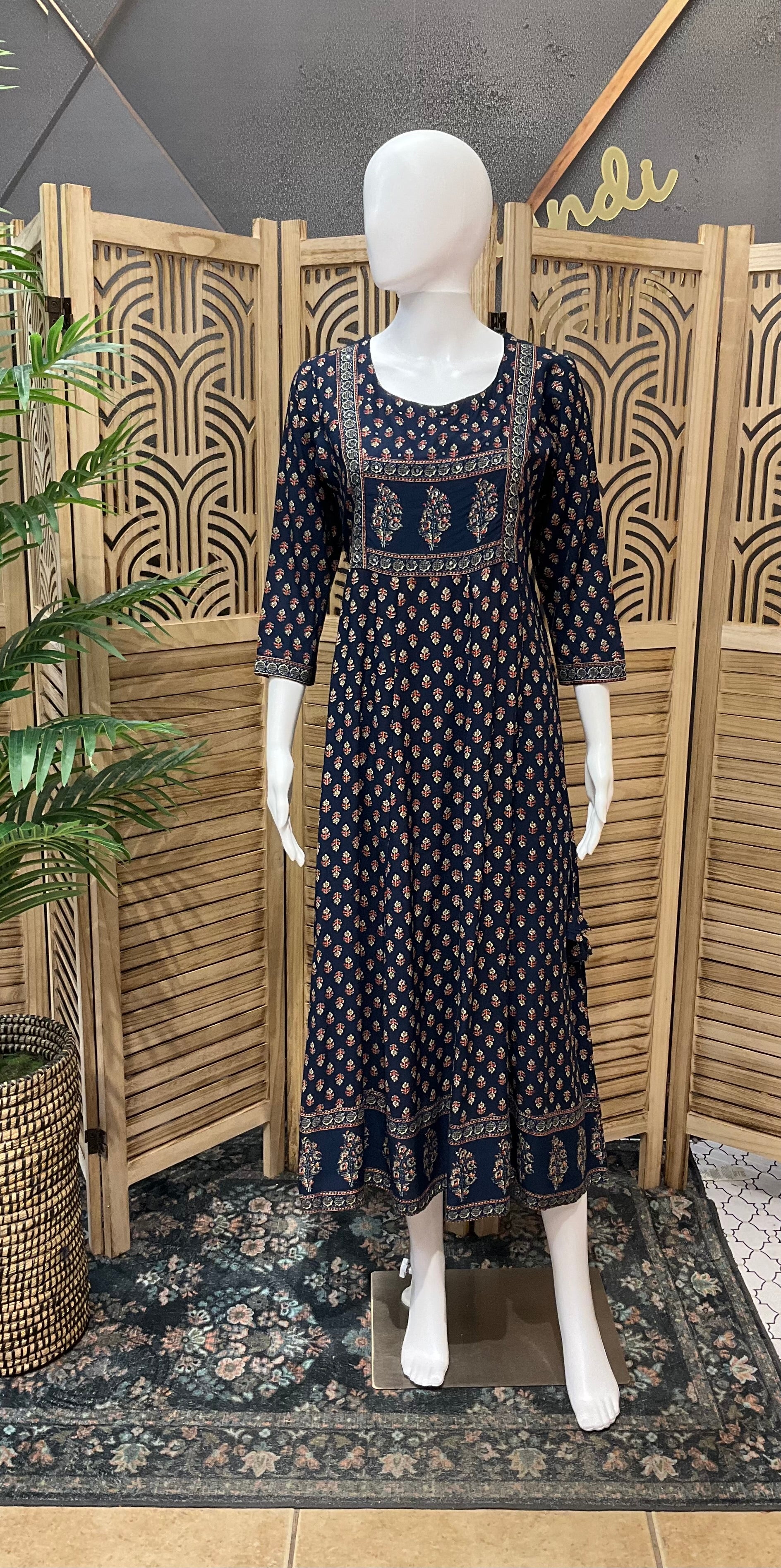 Pure Cotton - Blue long kurti