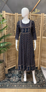 Pure Cotton Blue Long Kurti