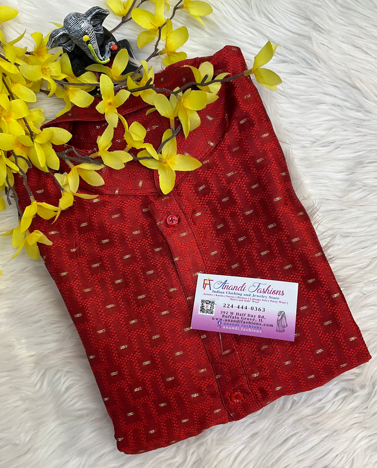 Men's red kurta set