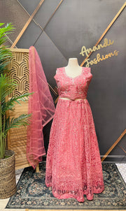 Pink Plus Size Party Wear Lehanga set