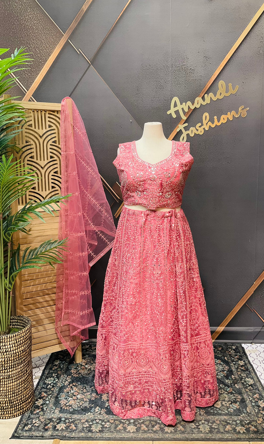 Pink Plus Size Party Wear Lehanga set