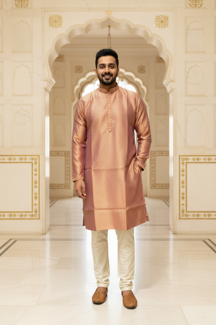 Light Orange Mens Wear kurta set