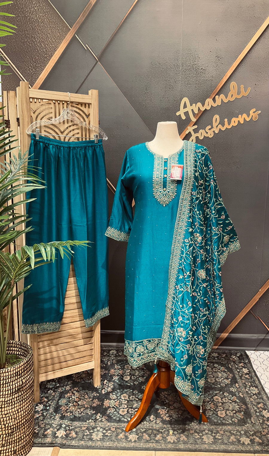 Blue Plus size Party Wear Kurti set