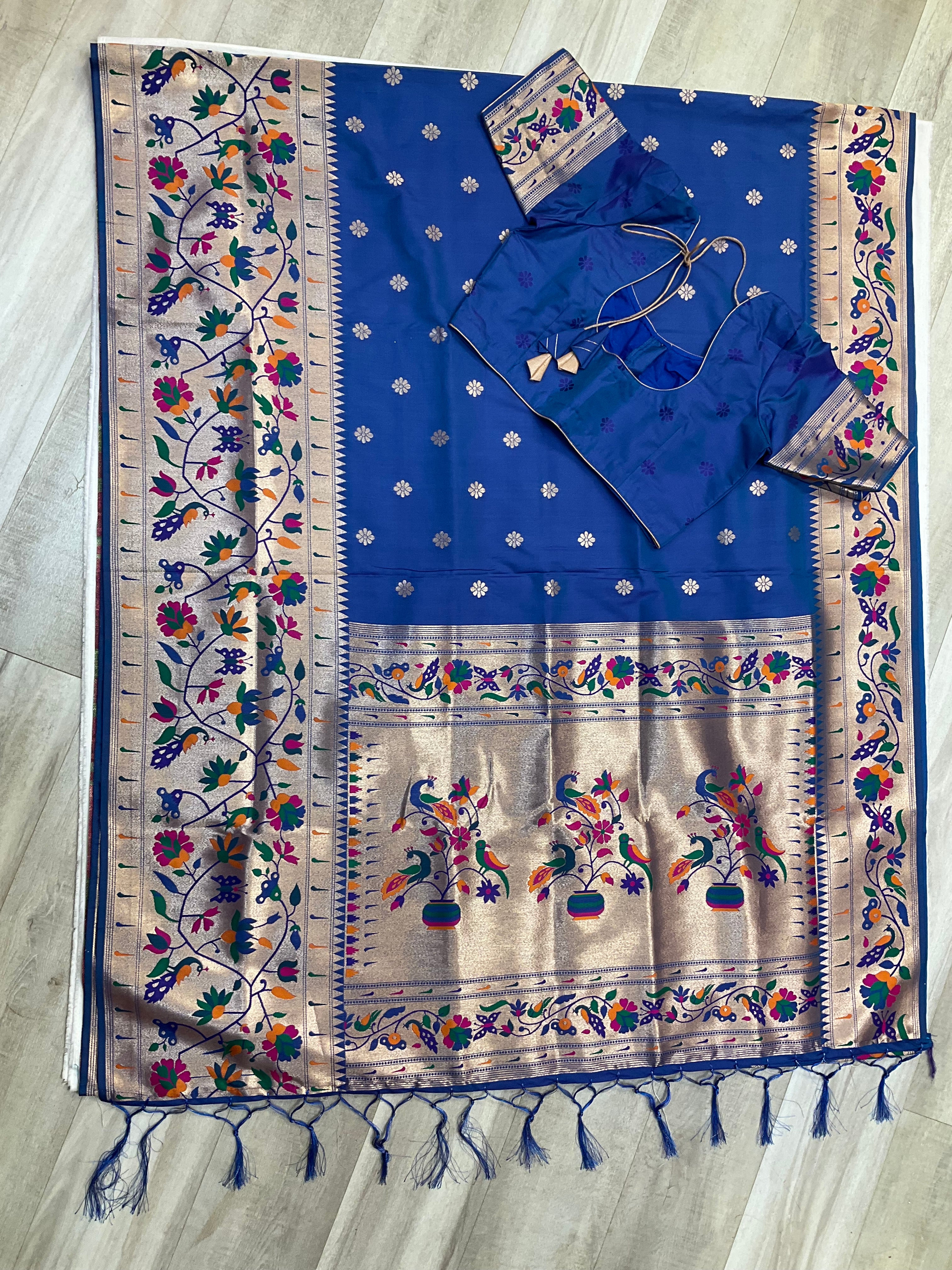Royal Blue - Semi Silk Paithani Saree