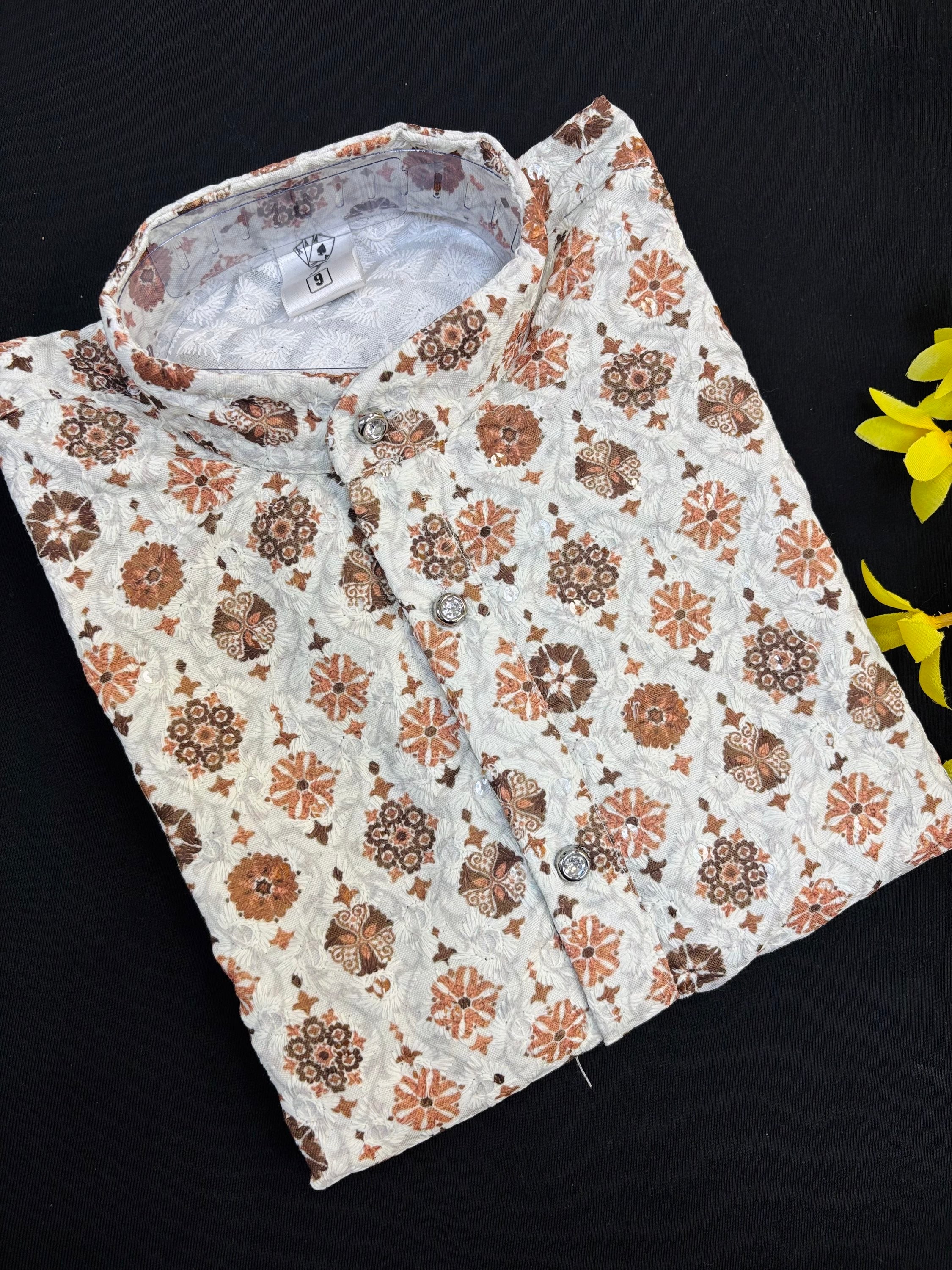 Digital Print Boys Chikankari Kurta set- Size 4 to 12 image 1