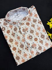 Digital Print Boys Chikankari Kurta set- Size 4 to 12