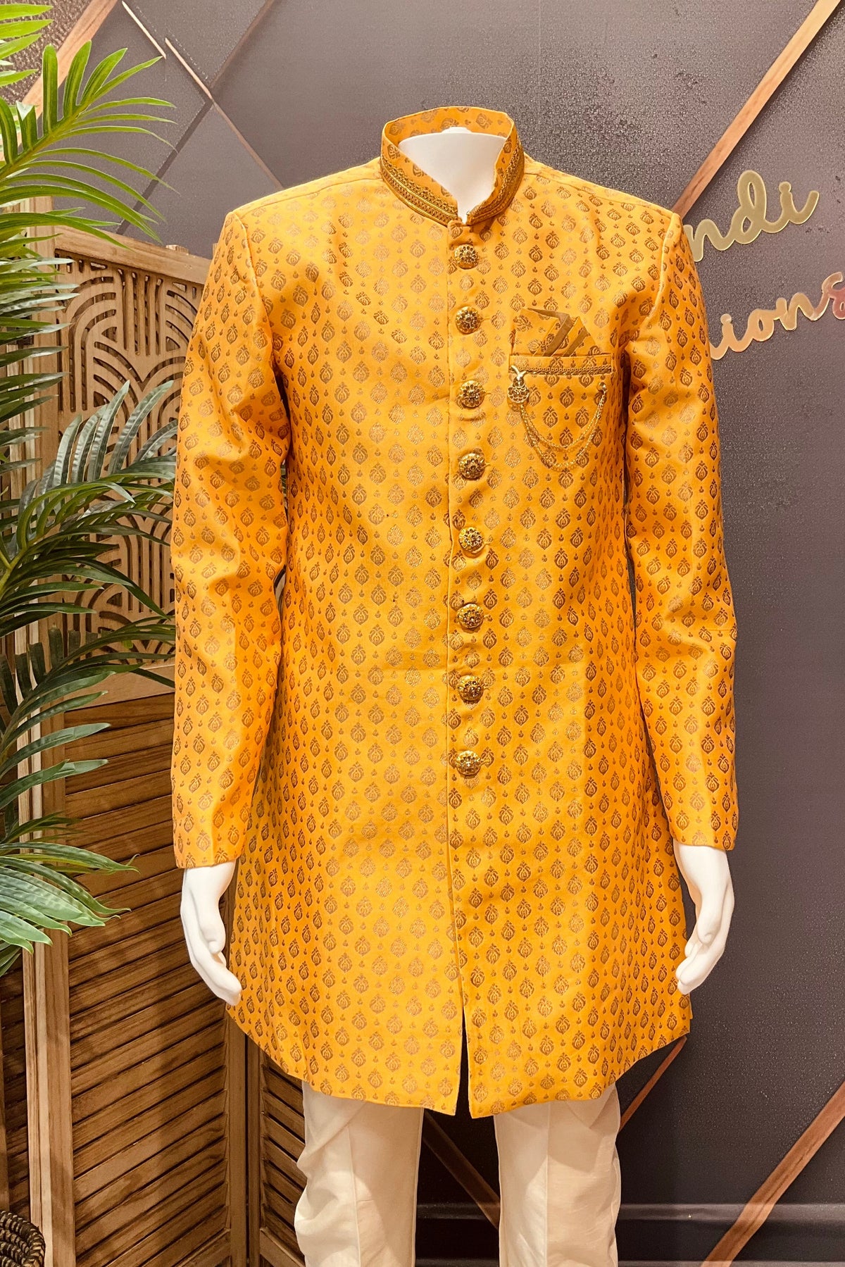 Indo Western - Yellow Men’s Sherwani set