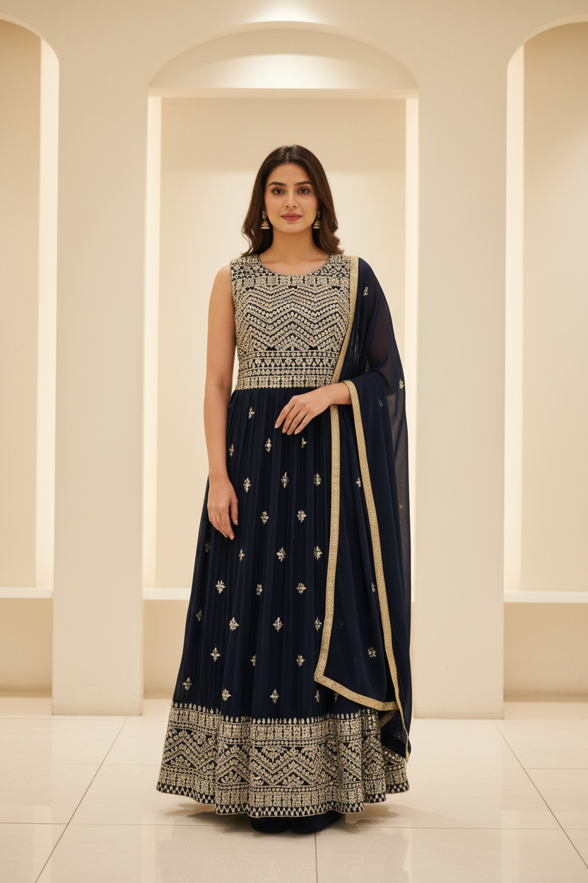 Nyra Cut Suits - Indian Party Wear Dress with Dupatta - Size 38/XS