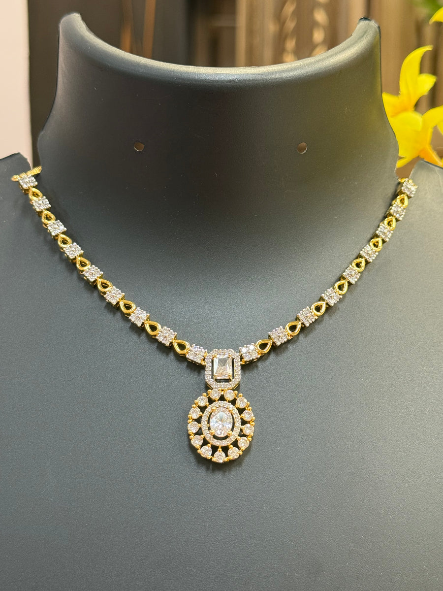 Party Wear AD Necklace set - full white