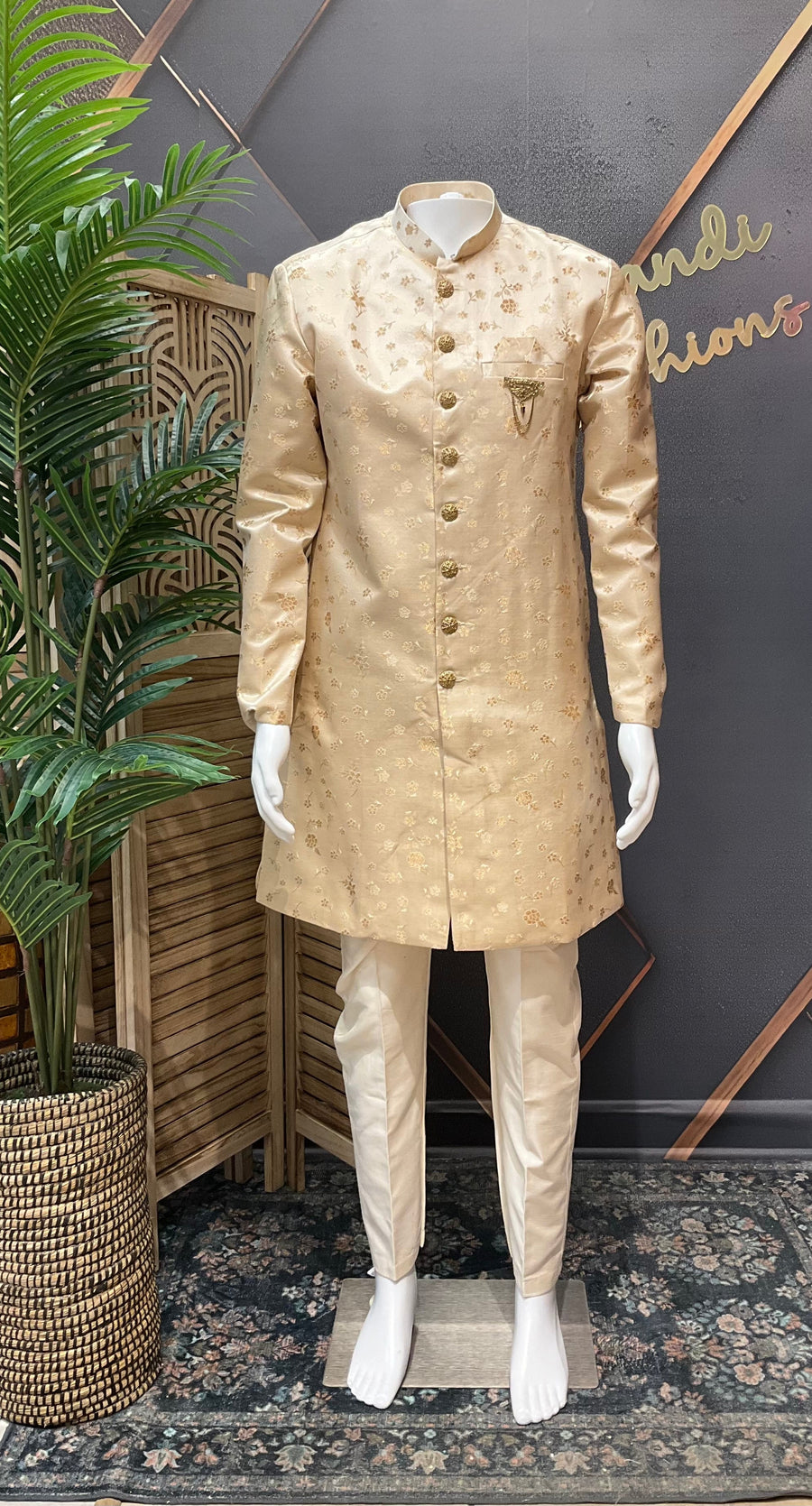 Men’s Gold Indo Western Sherwani Set