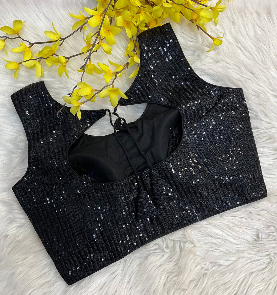 Black Sequin Blouse